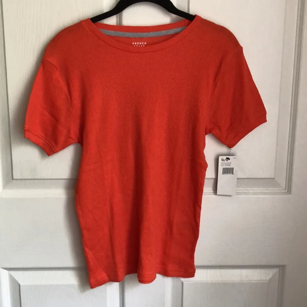 NEW NWT 2 FRENCH TOAST crew neck ribbed tee shirts in orange size 10 / 12
